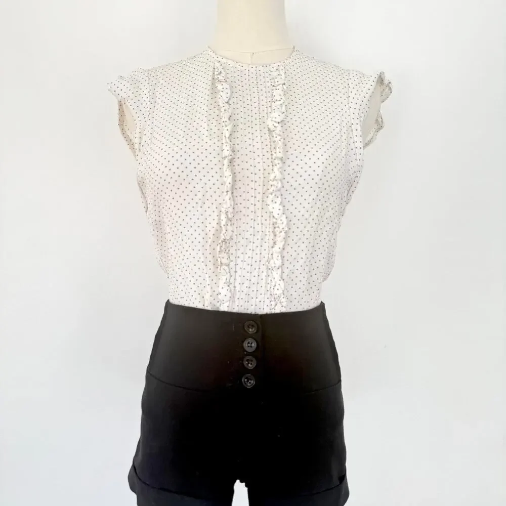 ZARA POLKA DOT RUFFLE TOP - Picture 1 of 5